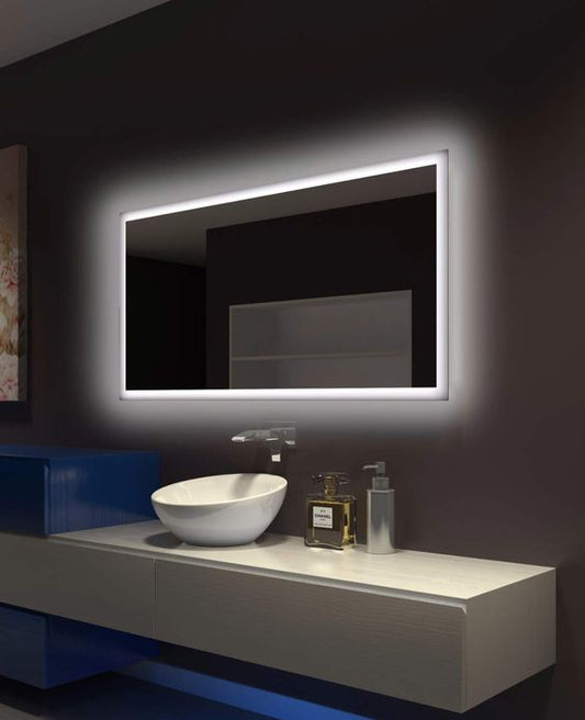 Backlit Bathroom Mirror Rectangle 55 X 28 In - Led Strip 6000K Daylight Color
