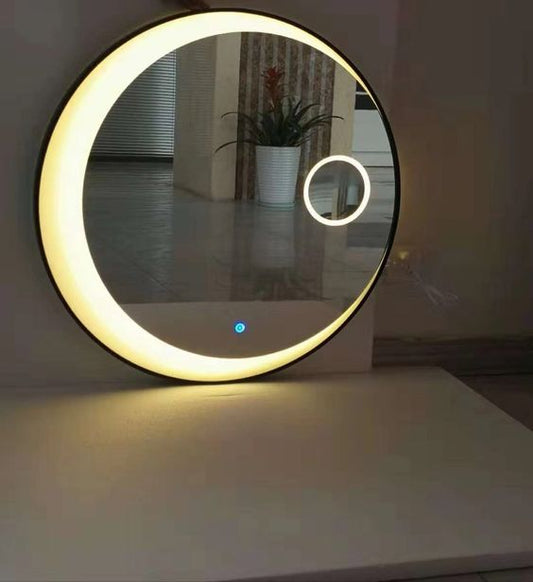 Modern Designed LED Round Bathroom Mirror with Warm Light