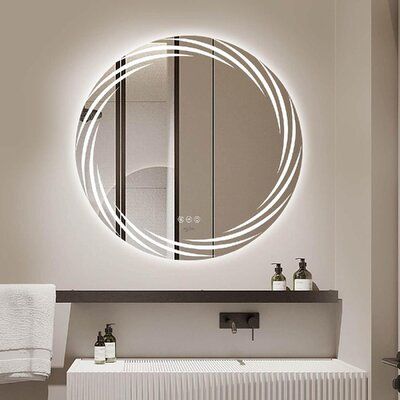 Orren Ellis Stylish Smart Memory LED Bathroom Mirror w 6500K High Lumen Lights