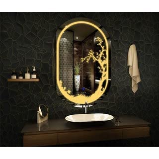 Oval Mirror with tree LED Mirror