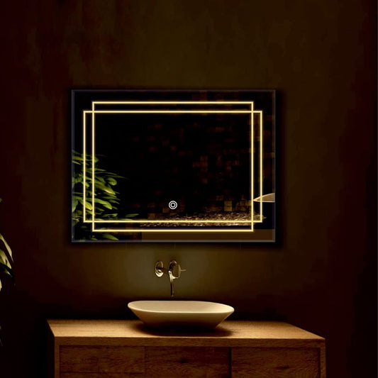 Designer Double Rectangle border wall mounted LED  Mirror