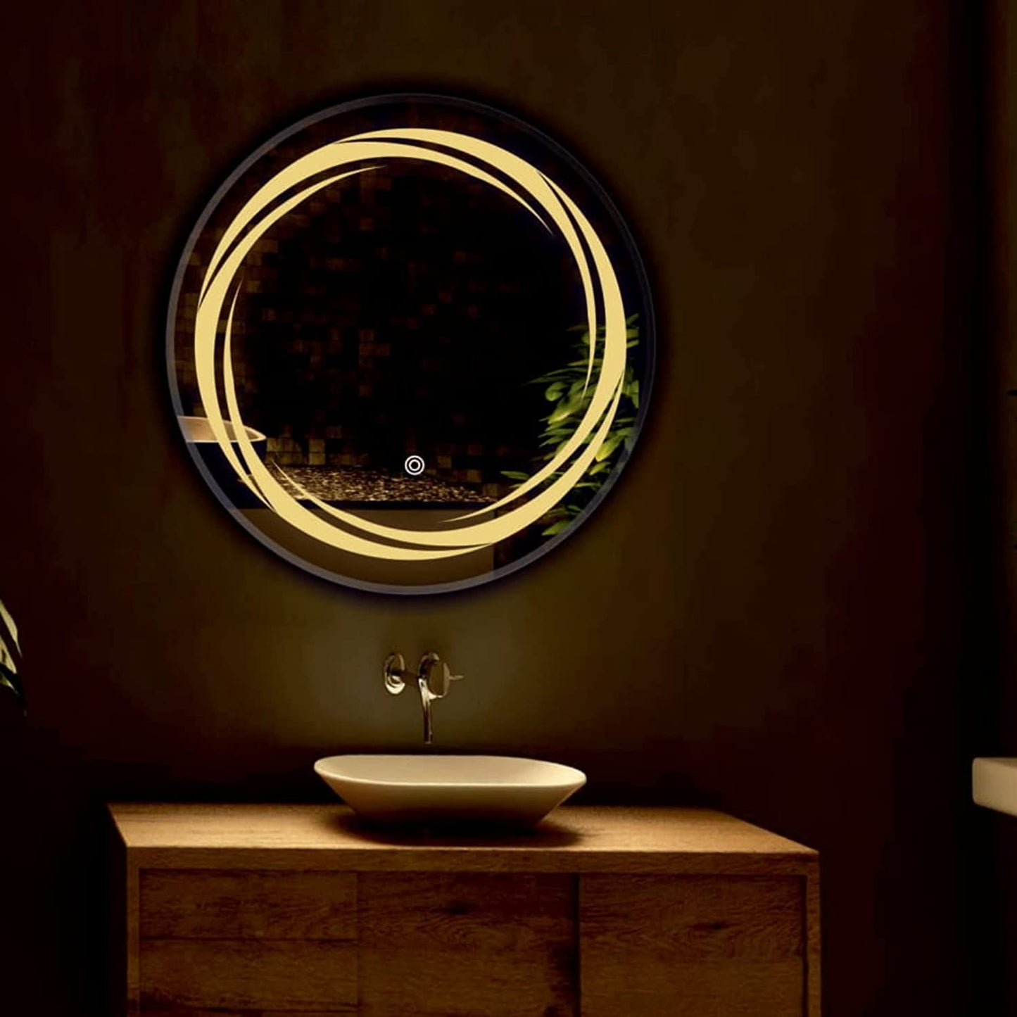 Wave type Round Shaped LED Mirror