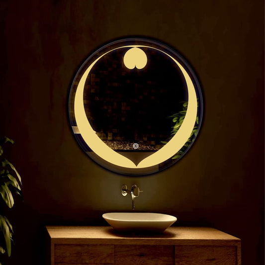 Inverted love pattern LED Mirror