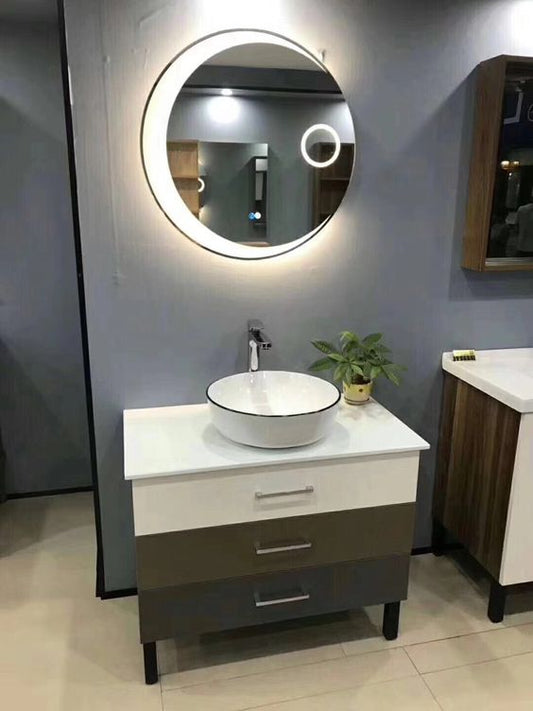 Modern Designed Bathroom Vanity Set With Three Color Panel Front