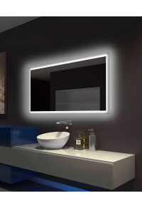 Backlit Bathroom Mirror Rectangle 55 X 28 In - Led Strip 6000K daylight color