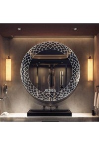 Glass Led Bathroom Round Mirror (24 x 24 Inch_56, White Light + Warm Light, Wall mounting, Unframed