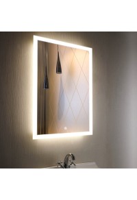 Led Mirror 3D Glass with White Light + Warm Light + Cool Day Light-Wall Mounted Backlit (24x18) Standard Size Led Mirror (Rectangular,Framed)