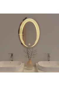 Modern Designed LED Oval Smart Touch Bathroom Wall Mirror