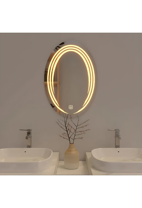 Modern Designed LED Oval Smart Touch Bathroom Wall Mirror