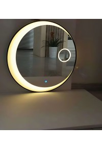 Modern Designed LED Round Bathroom Mirror with Warm Light