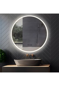 Orren Ellis Altrina Fashion Frameless Lighted Bathroom Mirror Size 26 H x 26 W x 2 D