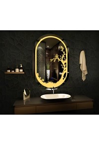 Oval Mirror with tree LED Mirror