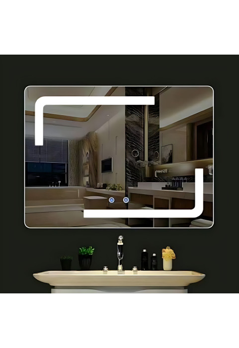 Rectangle Corner Line LED Mirror