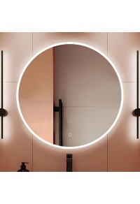 Round Illuminated LED Mirror, Aria 800mm Circular Designer Showbiz Mirror