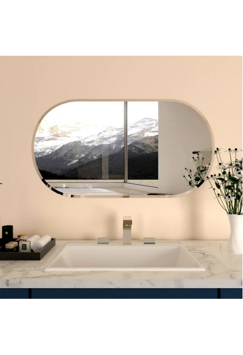 Scandinavian Frameless Beveled Capsule shaped Bathroom Mirror