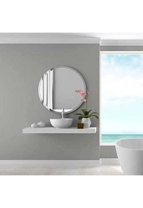 Scandinavian Frameless Beveled Circular Bathroom Mirror